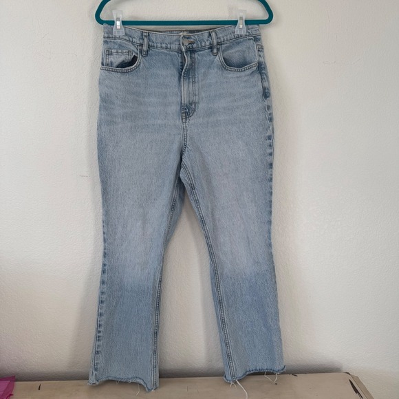 PacSun Denim - PacSun Stretch Crop Boot Jeans Light Wash Distressed Raw Hem Womens Size 31